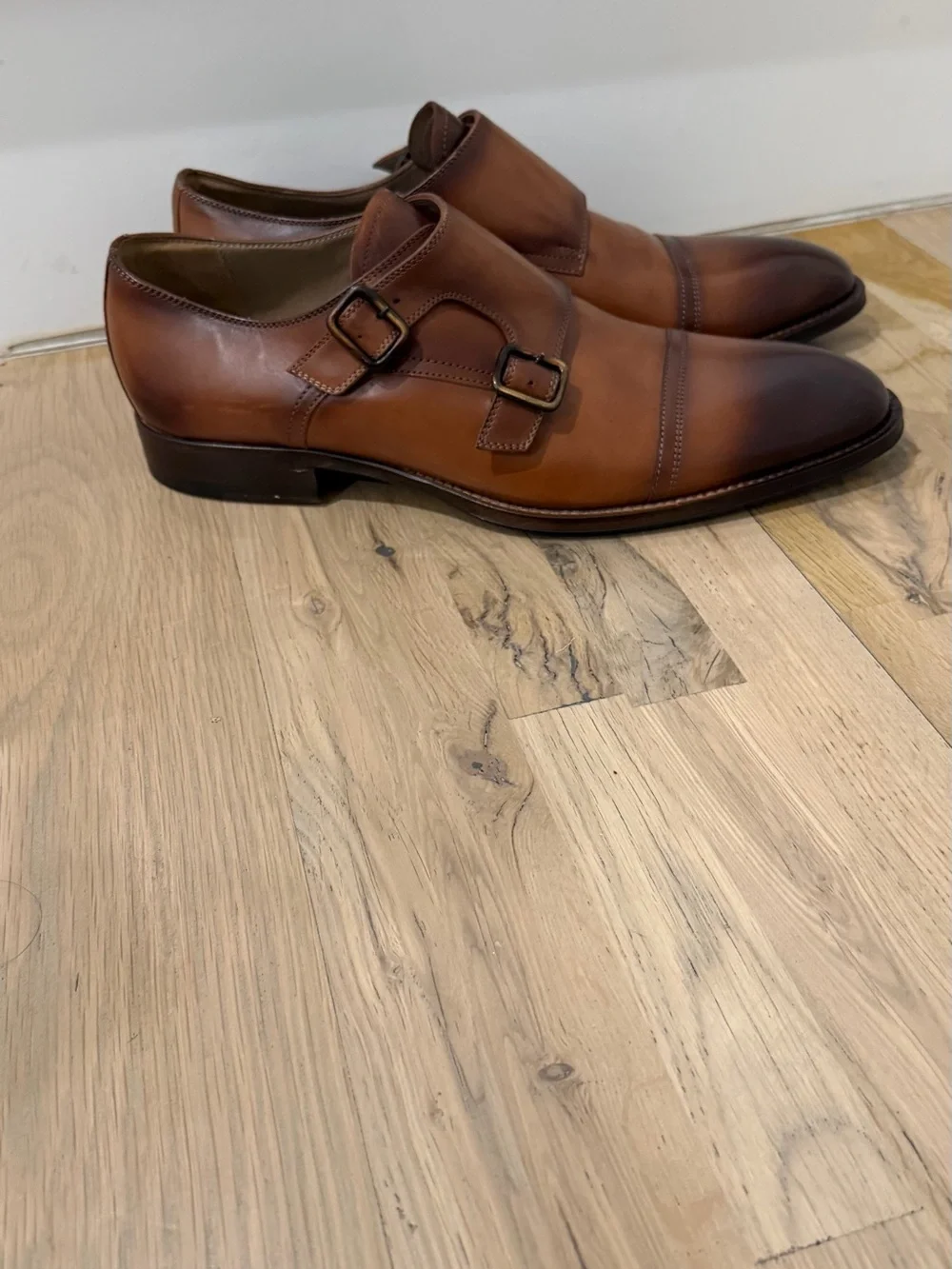 Vero Cuoio Tan Brown Double Monk Strap Leather Shoes